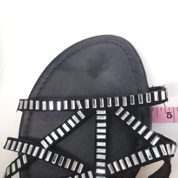 Lane Bryant Womens Embellished T‎ Strap Sandals Buckle Ankle Strap Black 10W - Picture 7 of 10